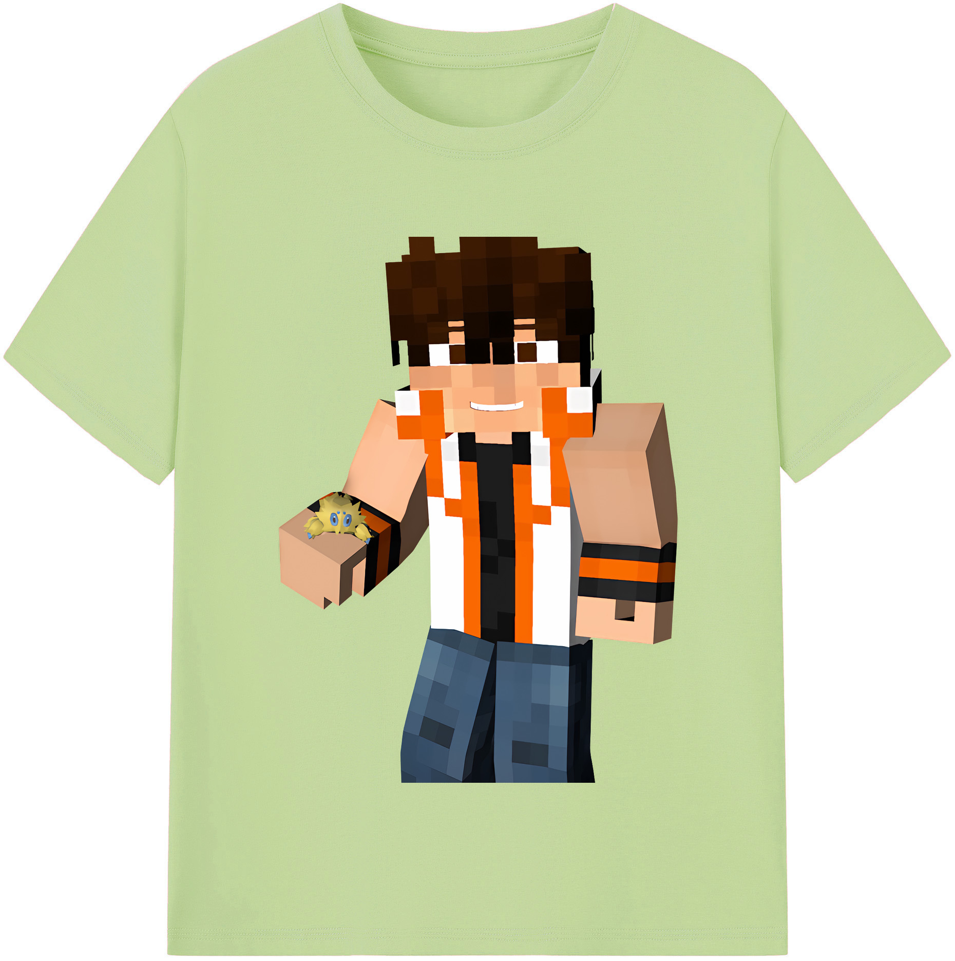 （画像用） マインクラフト ブロックの世界 Minecraft MC Block world 綿100％半袖Tシャツ（フロントプリント）